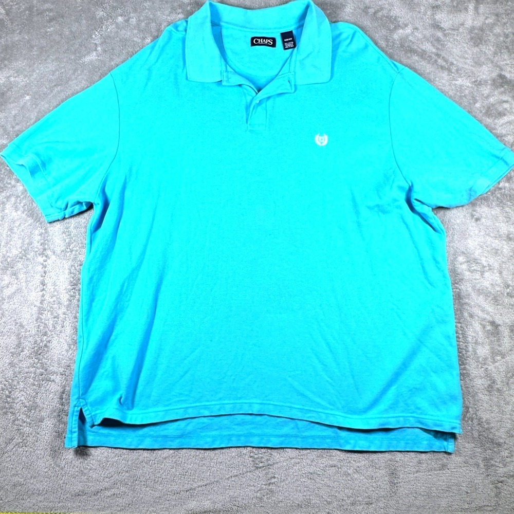Chaps Polo Short Sleeve Shirt Men's 4XB Blue Big & Tall Preppy
